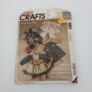 McCall's Sewing Pattern 691 Bunny Wraps Clothes for Stuffed Bunny Rabbits Uncut